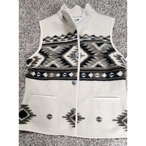 Orvis Acrylic Vest Western Aztec Native American Indian Pattern Beige Size Large